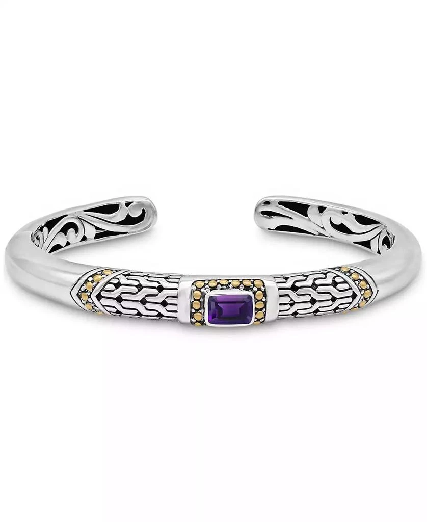 DEVATA Amethyst and Legian Cuff Bracelet in Sterling Silver and 18K Gold Accents new arrivals