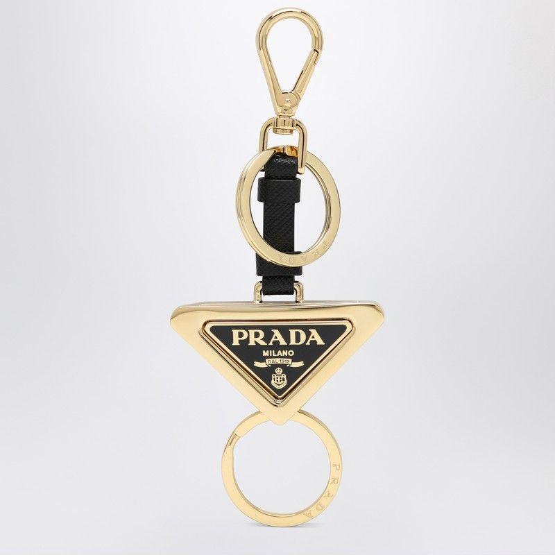 Prada BLACK METAL AND LEATHER KEY RING