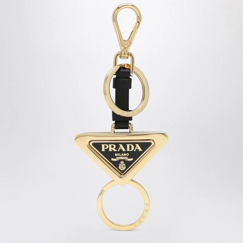 Prada BLACK METAL AND LEATHER KEY RING 1