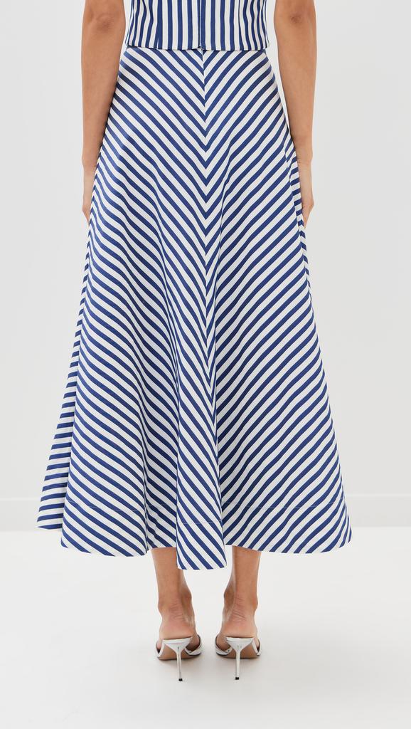 Rosie Assoulin Quartered A-Line Skirt in Awning Stripe