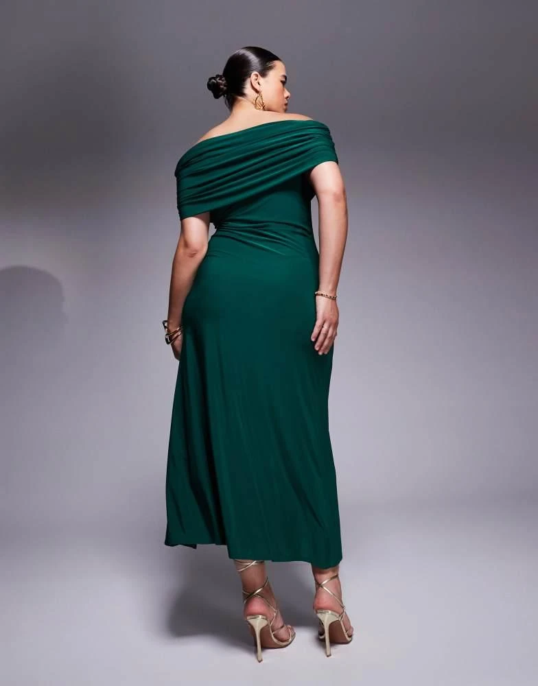 ASOS ASOS DESIGN Curve bandeau maxi dress with split in bottle green 2