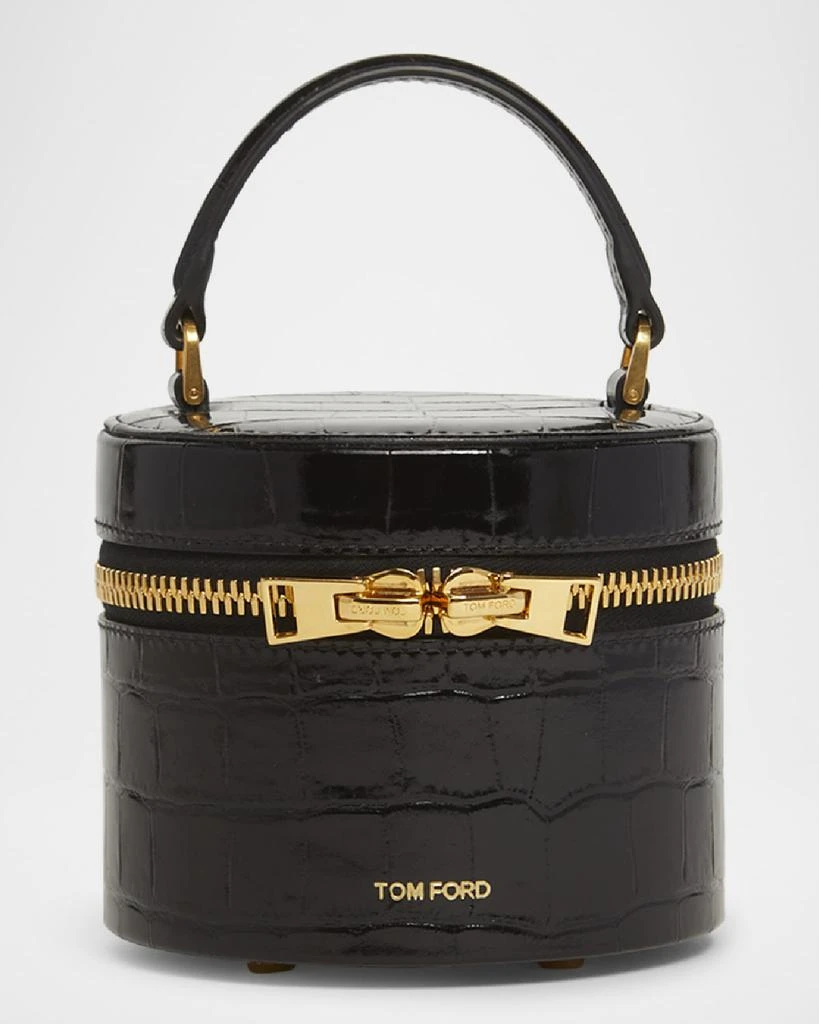 Tom Ford Audrey Mini Bucket Bag in Shiny Croc-Printed Leather 1