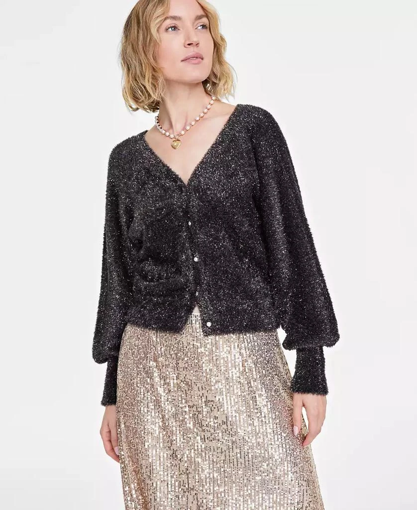 On 34th Women's Metallic Plush-Knit Cardigan, Created for Macy's 1