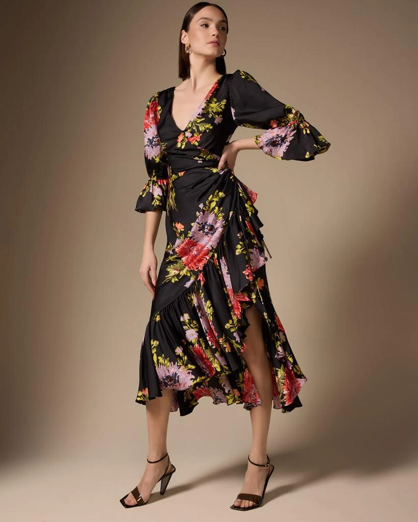 Cinq a Sept Theda Chrysanthemum-Print Faux-Wrap Midi Dress 2
