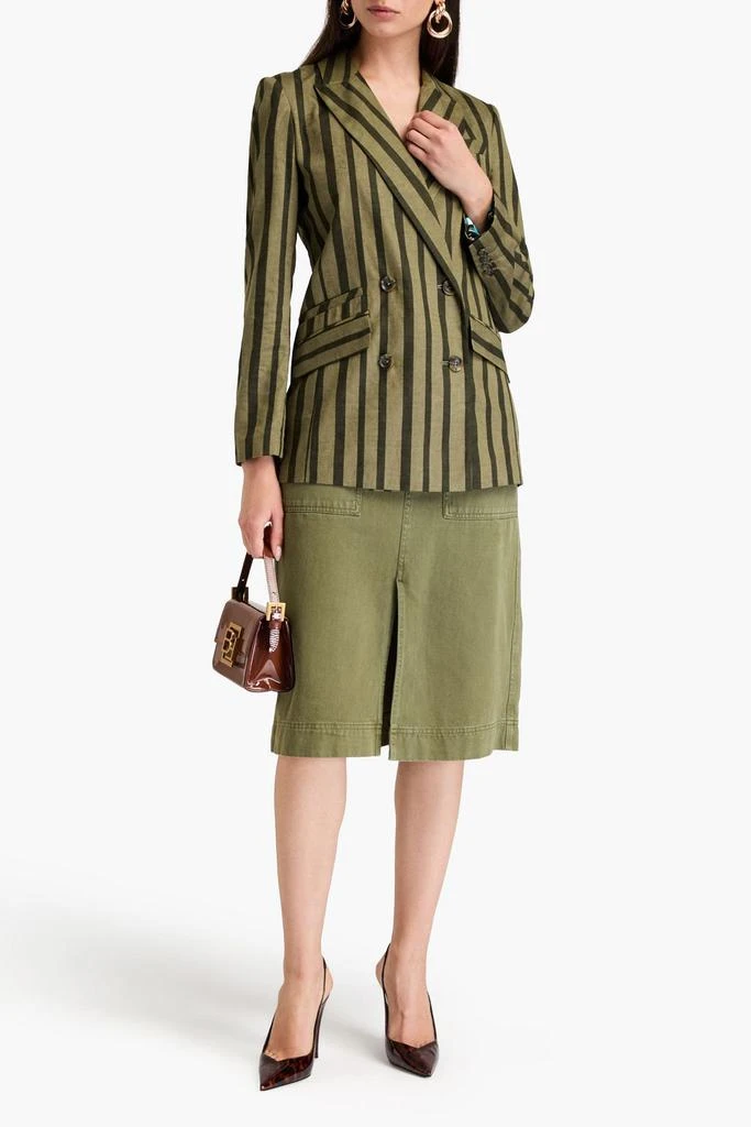Diane von Furstenberg Madison double-breasted striped cotton and linen-blend blazer 2