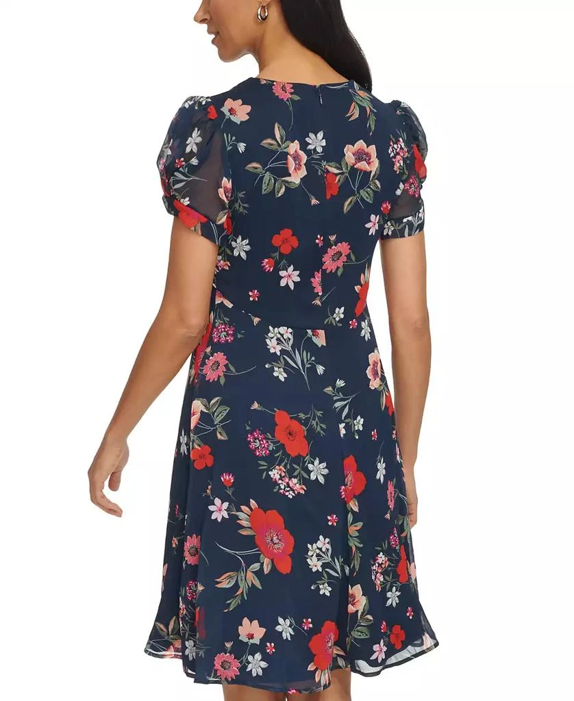 Calvin Klein Women's Printed Chiffon Tulip-Sleeve Dress 2