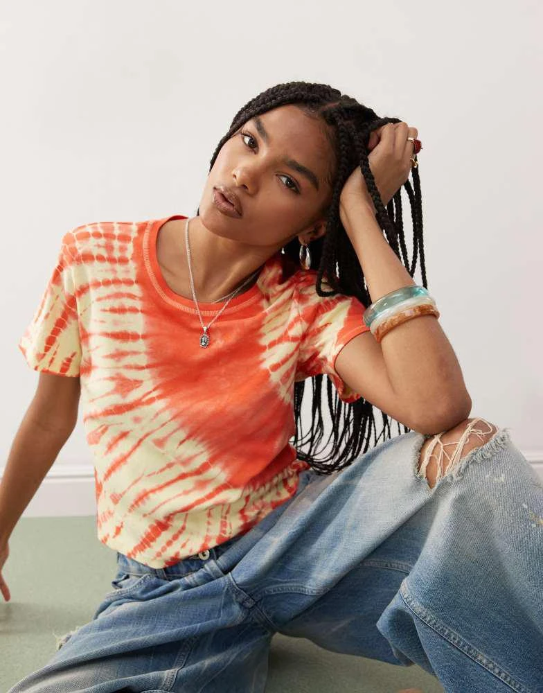 Monki Monki shrunken tee in red tie dye 1