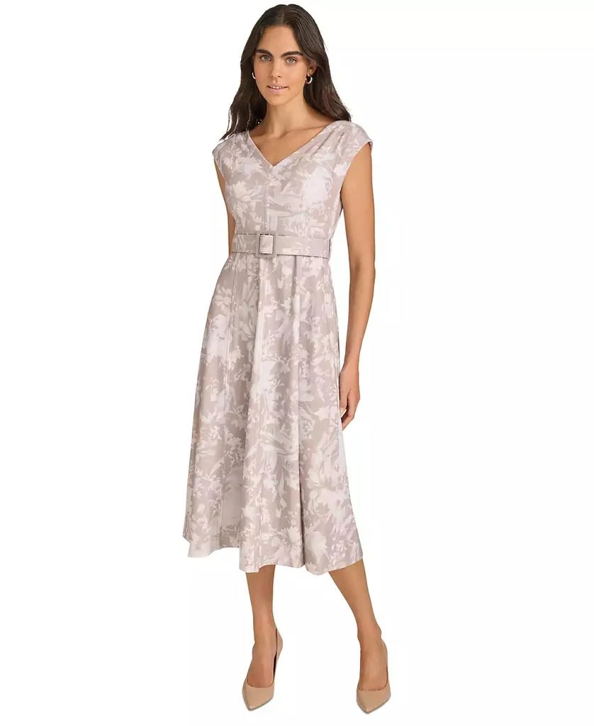 Calvin Klein Women's Belted Cap-Sleeve Midi Dress 3
