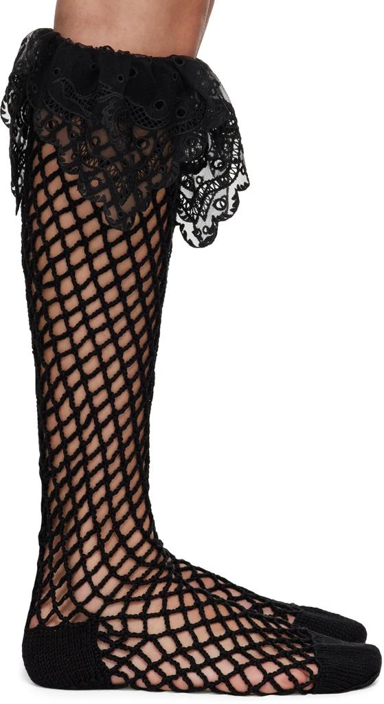CHOPOVA LOWENA Black Crochet Net Socks 1