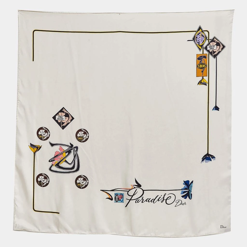 Dior Dior Off -White Silk Paradise Dior Scarf  1