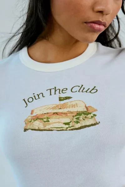 BDG BDG Too Perfect Join The Club Graphic Ringer Baby Tee 2