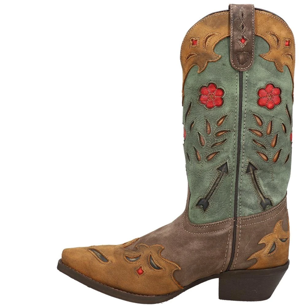 Laredo Miss Kate Floral Tooled Inlay Snip Toe Cowboy Boots 3