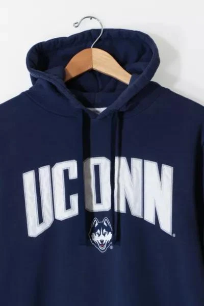 CHAMPION Vintage UCONN Huskies Hooded Pullover Sweatshirt 2