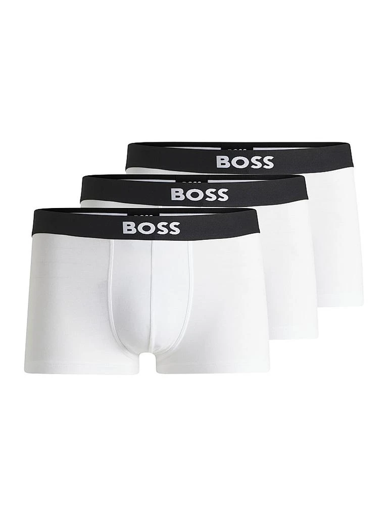 Hugo Boss Three-Pack of Stretch-Cotton Trunks with Logo Waistbands 1