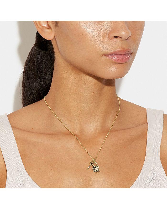 COACH Logo Padlock & Key Charm Necklace, 16"