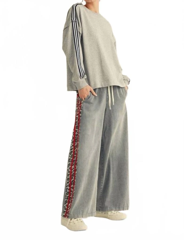 Jodifl Urban Track Denim Wide Leg Pants In Blue