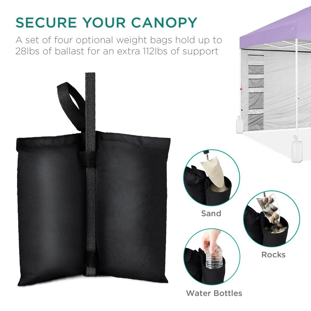 Best Choice Products 10x10ft Easy Setup Pop Up Canopy, Portable Tent w/ Side Wall, 1-Button Push, Case 6