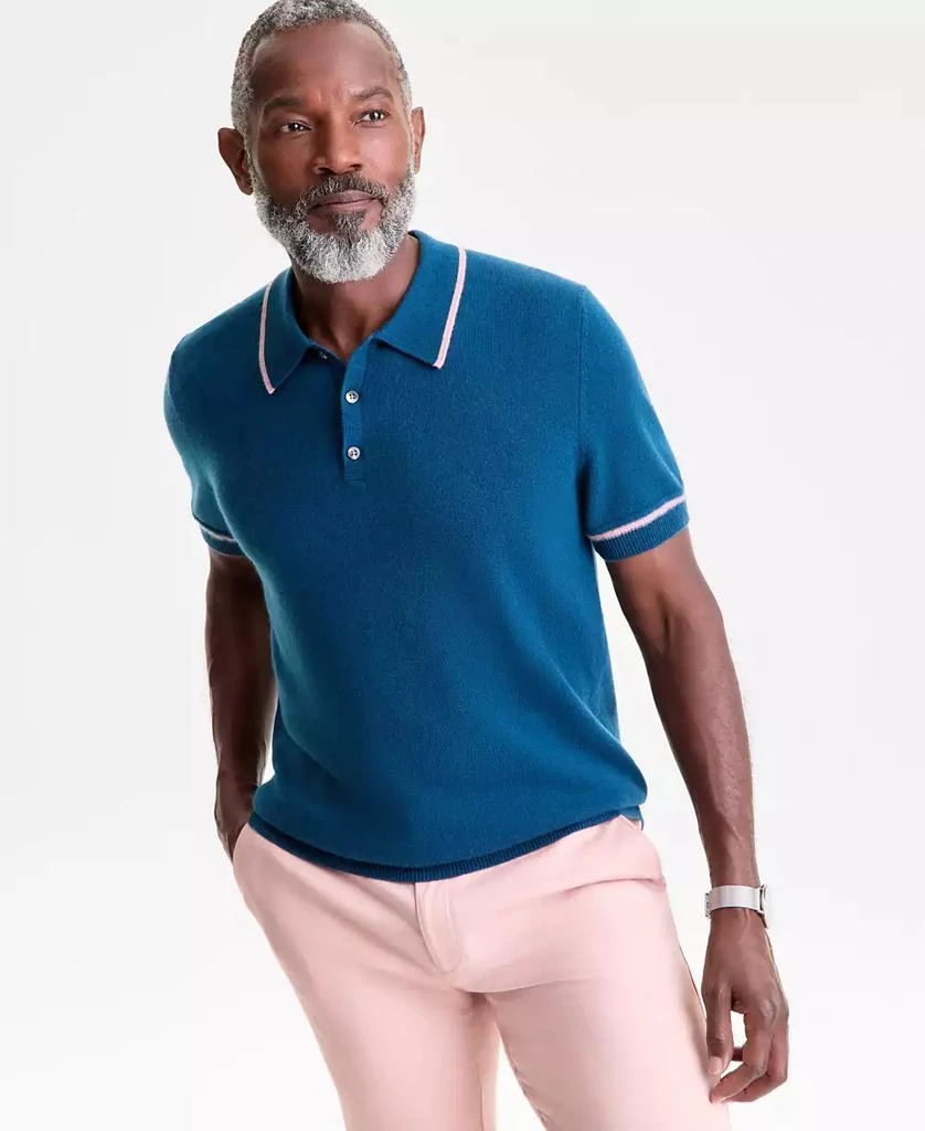 Club Room Men's Regular-Fit Tipped 100% Cashmere Sweater Polo Shirt, Macy's Exclusive 2