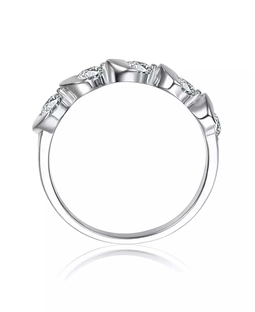 Genevive Sterling Silver White Gold Plated with Clear Cubic Zirconia Swirl Ring 2