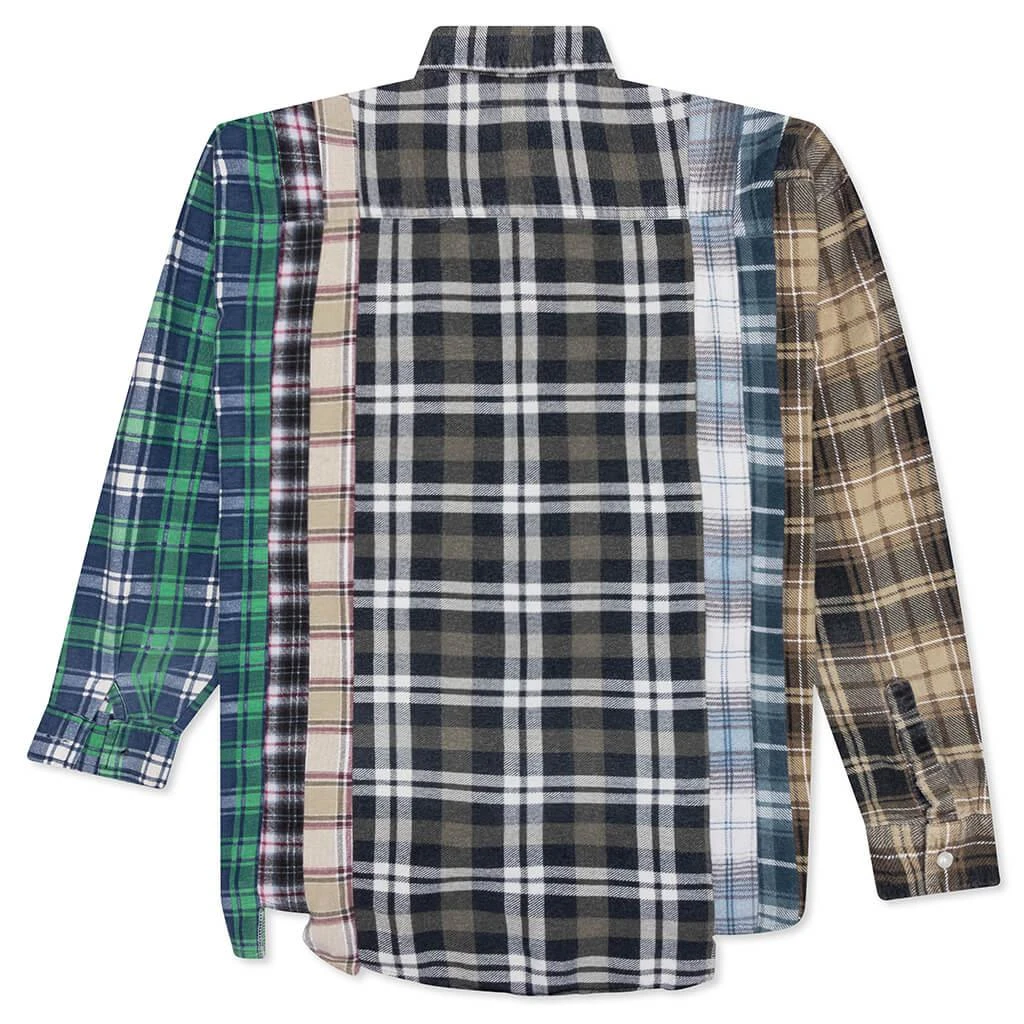 Needles Rebuild by Flannel Shirt 7 Cuts Shirt - Olive/White 2