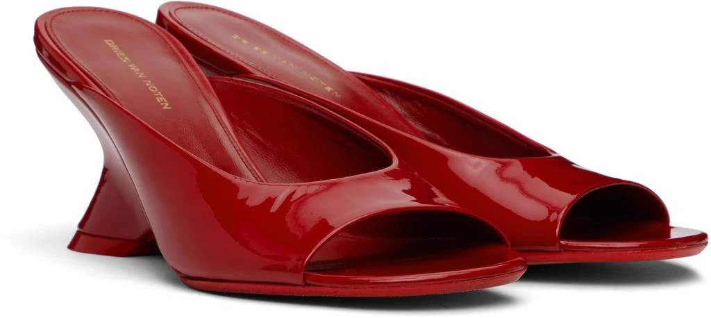 Dries Van Noten Red Open-Toe Leather Mules 4