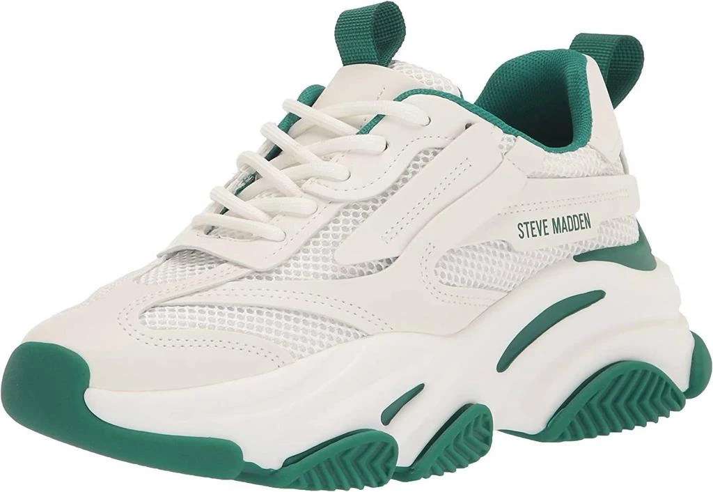 Steve Madden Women's Possession Sneaker In White/emerald 4