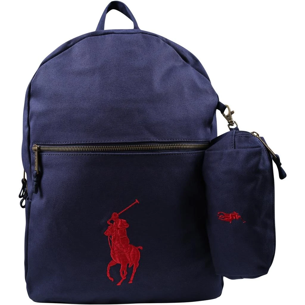 Ralph Lauren Blue Backpack For Kids With Logo 1