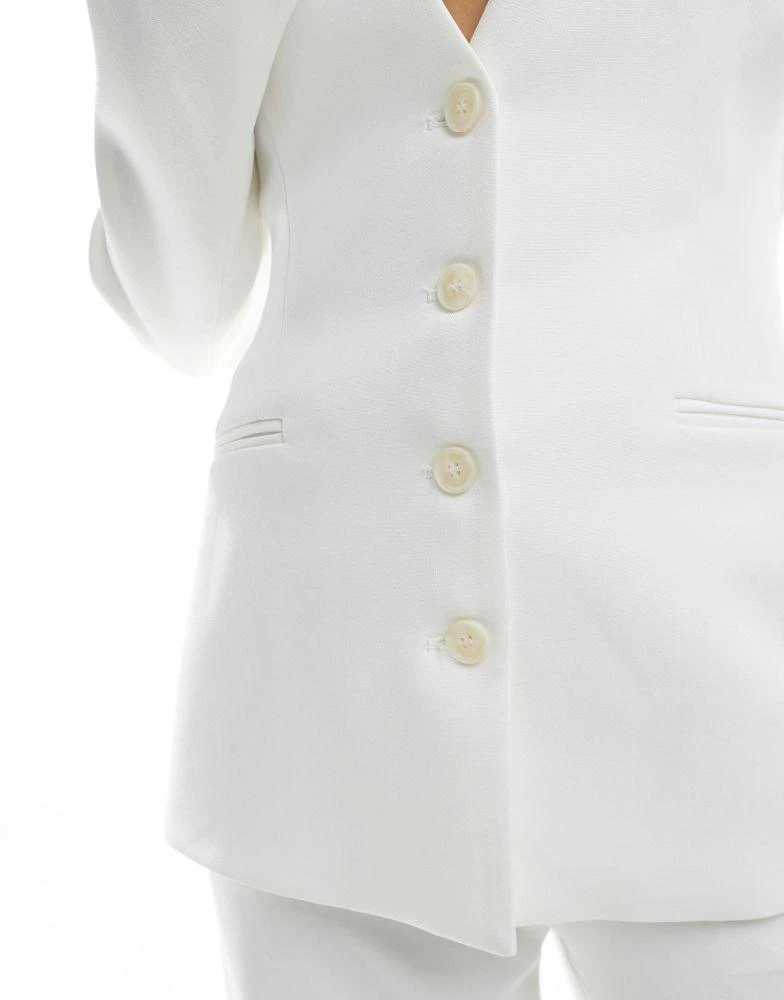 Six Stories Six Stories Bridal collarless tailored blazer co-ord in ivory 3
