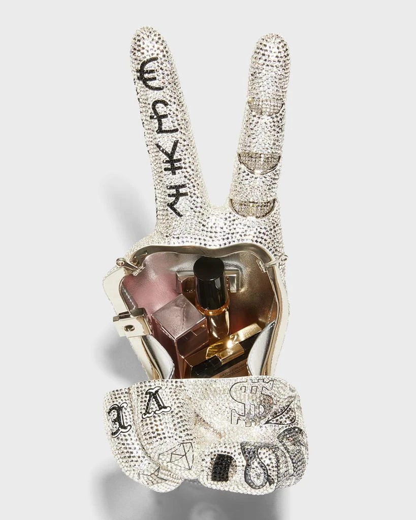 Judith Leiber Tattoo Peace Sign Lady Hand Clutch Bag 5