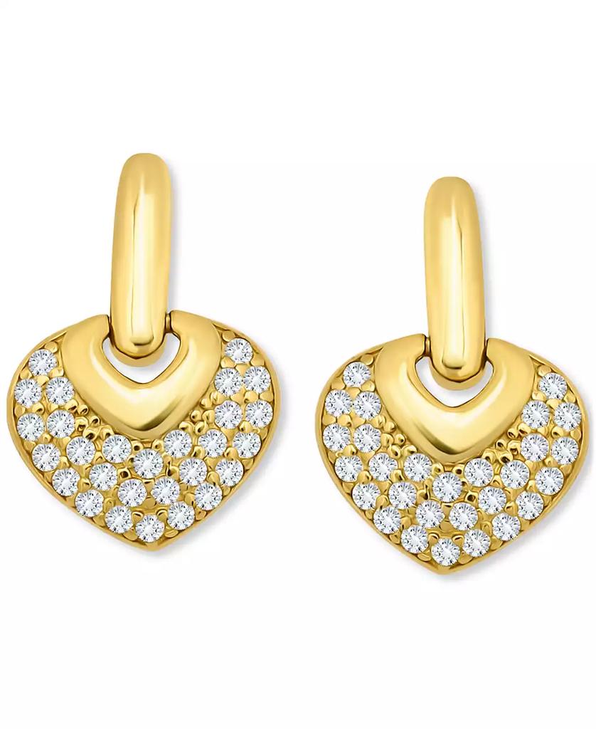 Giani Bernini Pavé Cubic Zirconia Heart Door Knocker Earrings (3/4 ct. t.w.) in 18k Gold Over Sterling Silver, Exclusively at Macy's