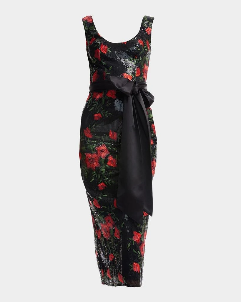 Dress the Population Black Label Francine Floral-Embroidered Sequin Midi Dress 1