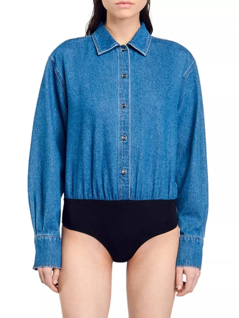 Sandro Denim Shirt Bodysuit 3