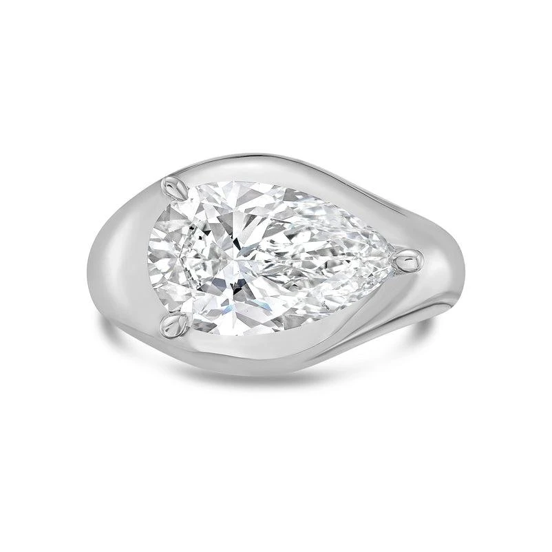 Diana M Jewels 14KT WHITE GOLD LAB GROWN PEAR SHAPE DIAMOND FASHION RING WEIGHING 5.00 CTS TW