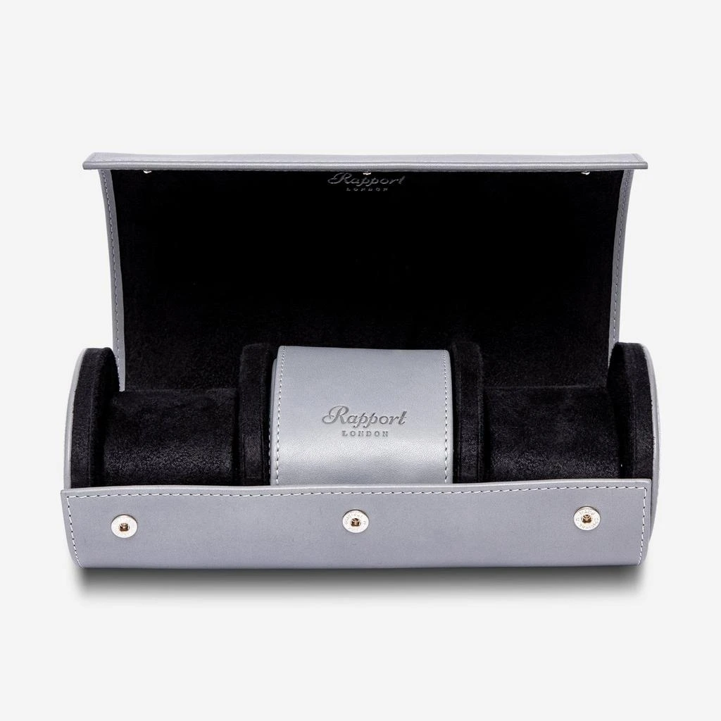 Rapport Rapport London Hyde Park Grey Leather Three Watch Roll D284 4
