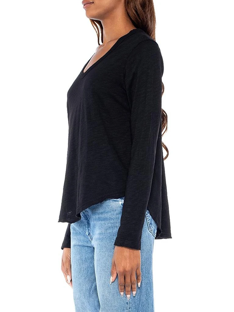Wilt Long Sleeve V-Neck Raw Hem Shirttail 4