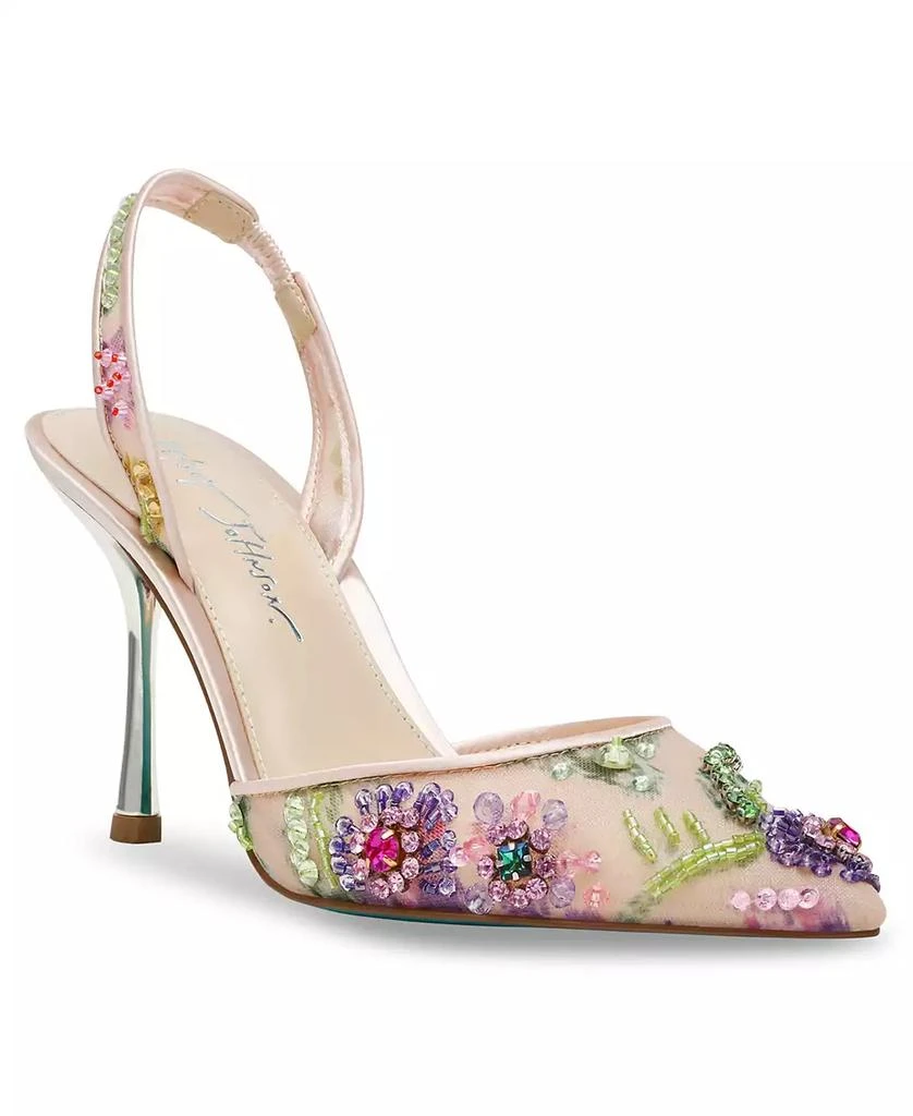 Betsey Johnson Velma Jeweled Mesh Slingback Pumps 1