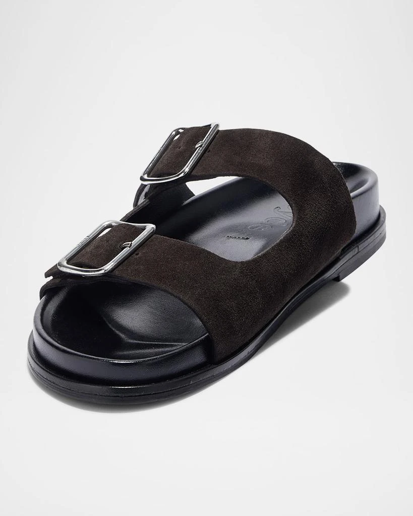 AEYDE Meena Suede Dual-Buckle Slide Sandals 3