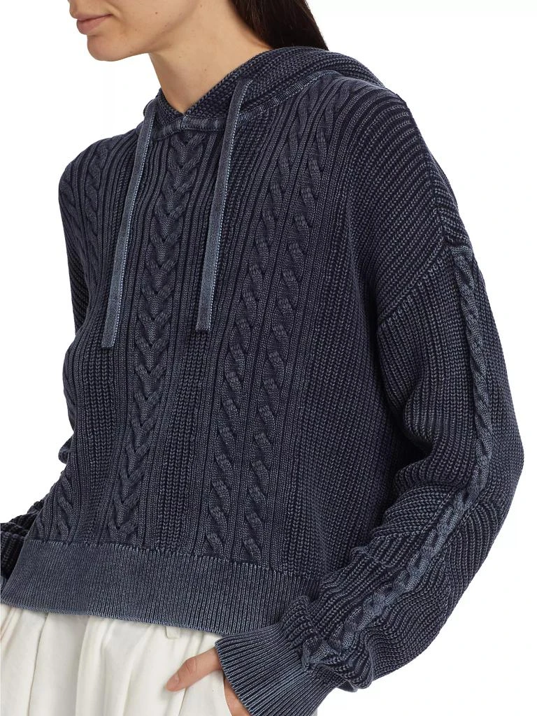 ATM Anthony Thomas Melillo Cotton Cable-Knit Drawstring Hoodie 6