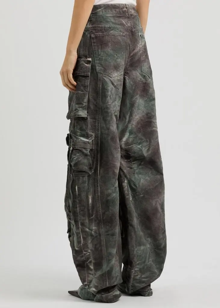 The Attico Fern printed wide-leg canvas cargo jeans 3