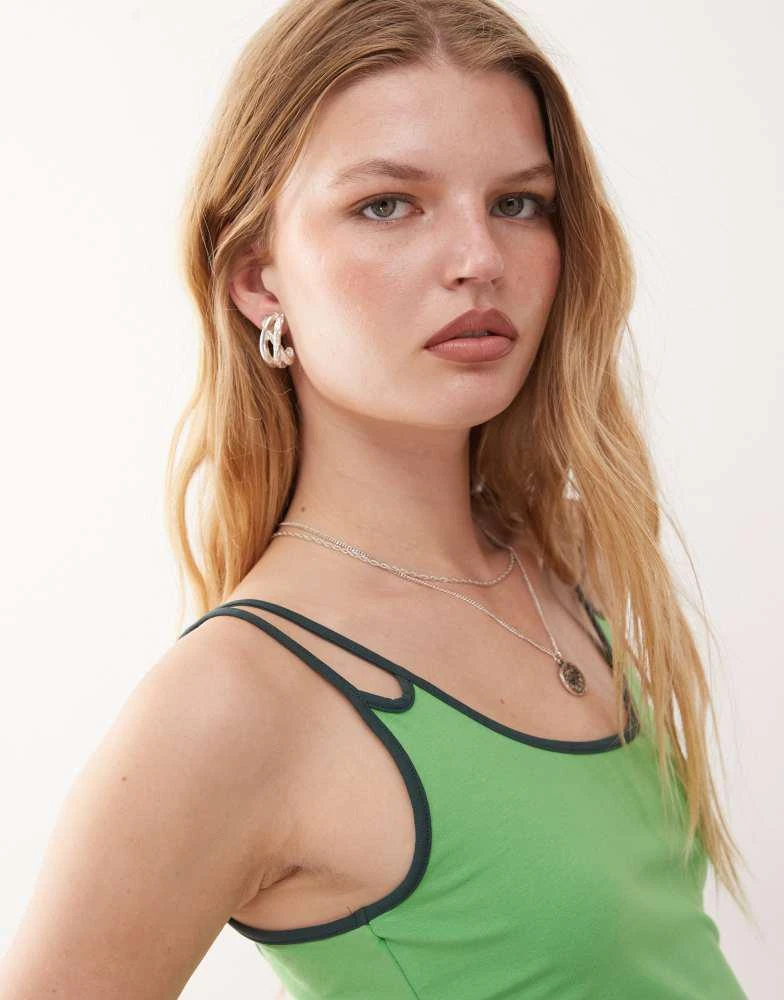 Weekday Weekday double strap vest top in green 2