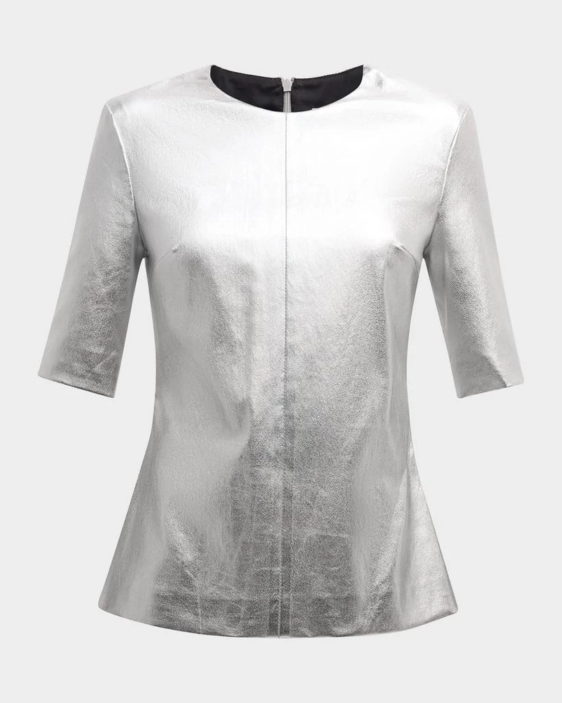 ROSETTA GETTY Leather Fitted T-Shirt 1