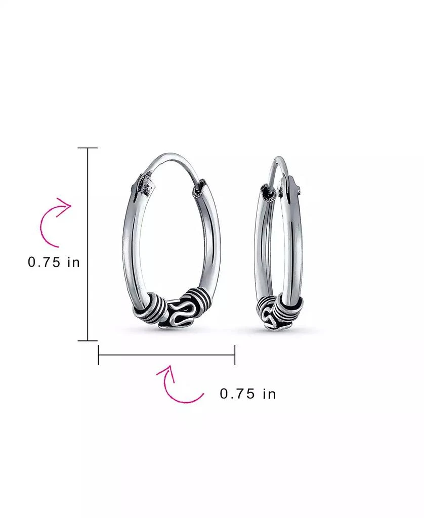 Bling Jewelry Bali Tribal Continuous Endless Tiny Hoop Earrings Oxidized .925 Sterling Silver .75 Inch Diameter 3
