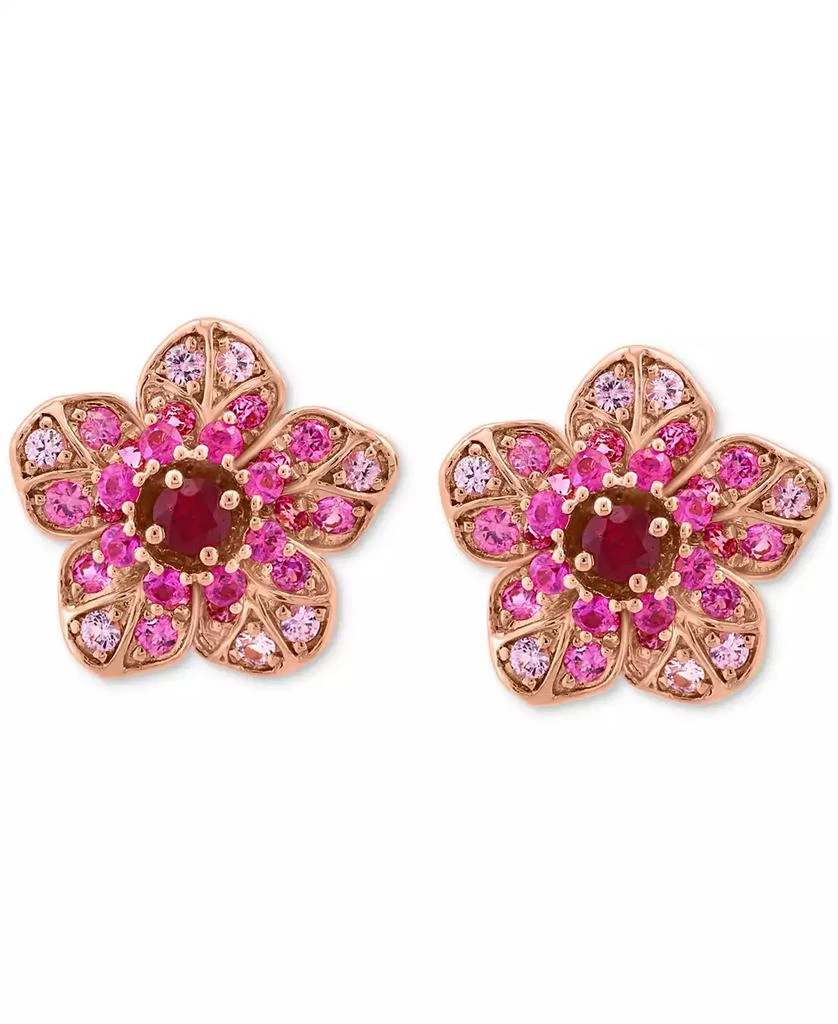Effy EFFY® Pink Sapphire (7/8 ct. t.w.)
Ruby (1/5 ct. t.w.) Flower Stud Earrings in 14k Rose Gold 3