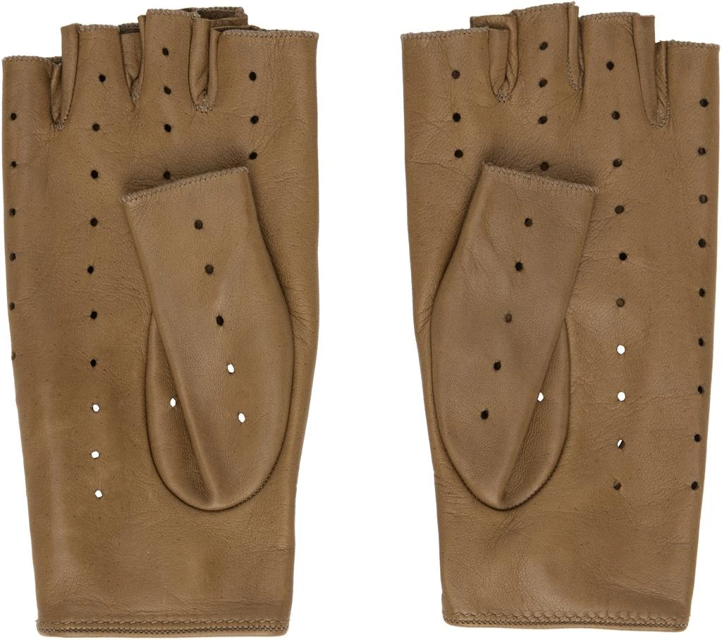 Valentino Brown VLogo Signature Nappa Fingerless Gloves 2