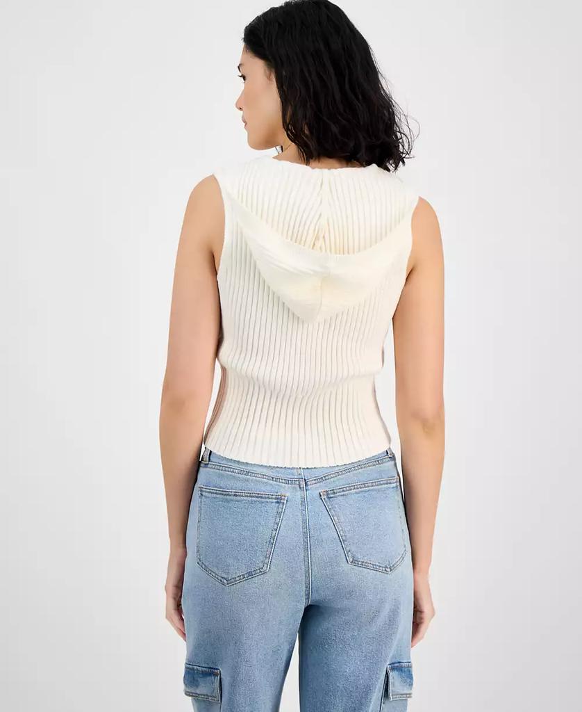 Ultra Flirt Juniors' Cable-Knit Hooded Sweater Vest