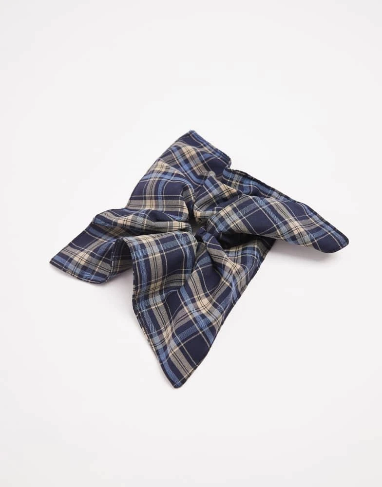 ASOS ASOS DESIGN handkerchief style scrunchie in blue tartan check 2