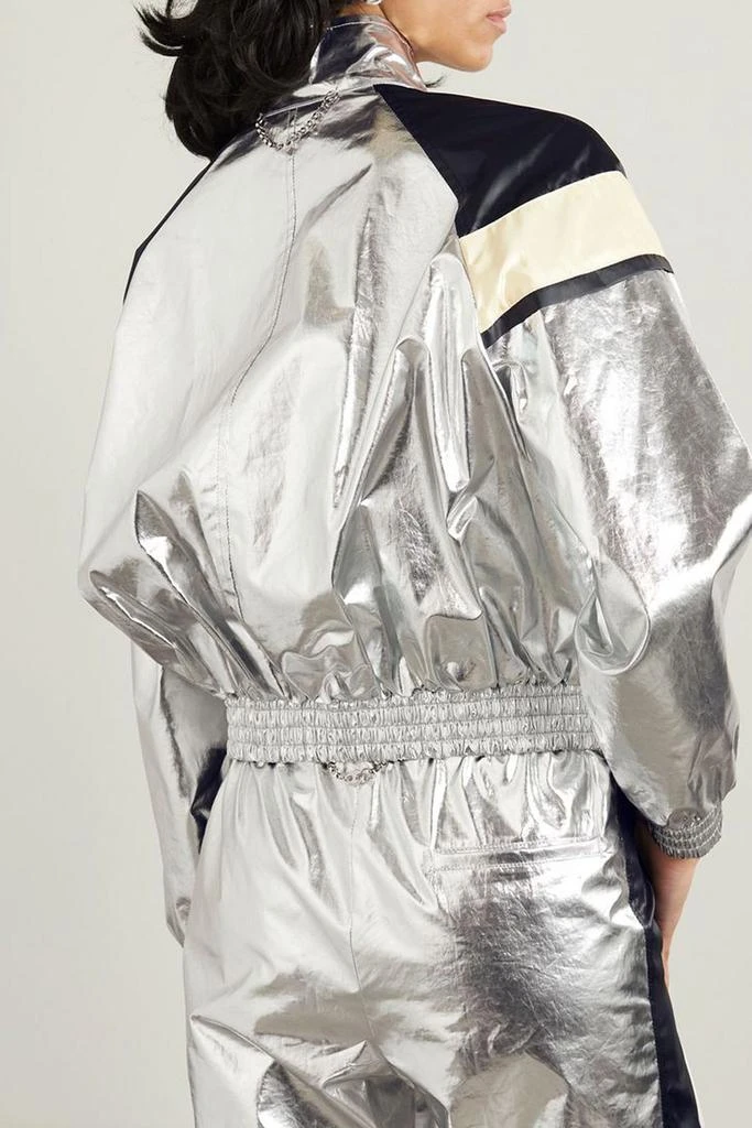 RABANNE Metallic satin-trimmed coated-cotton-blend jacket 3