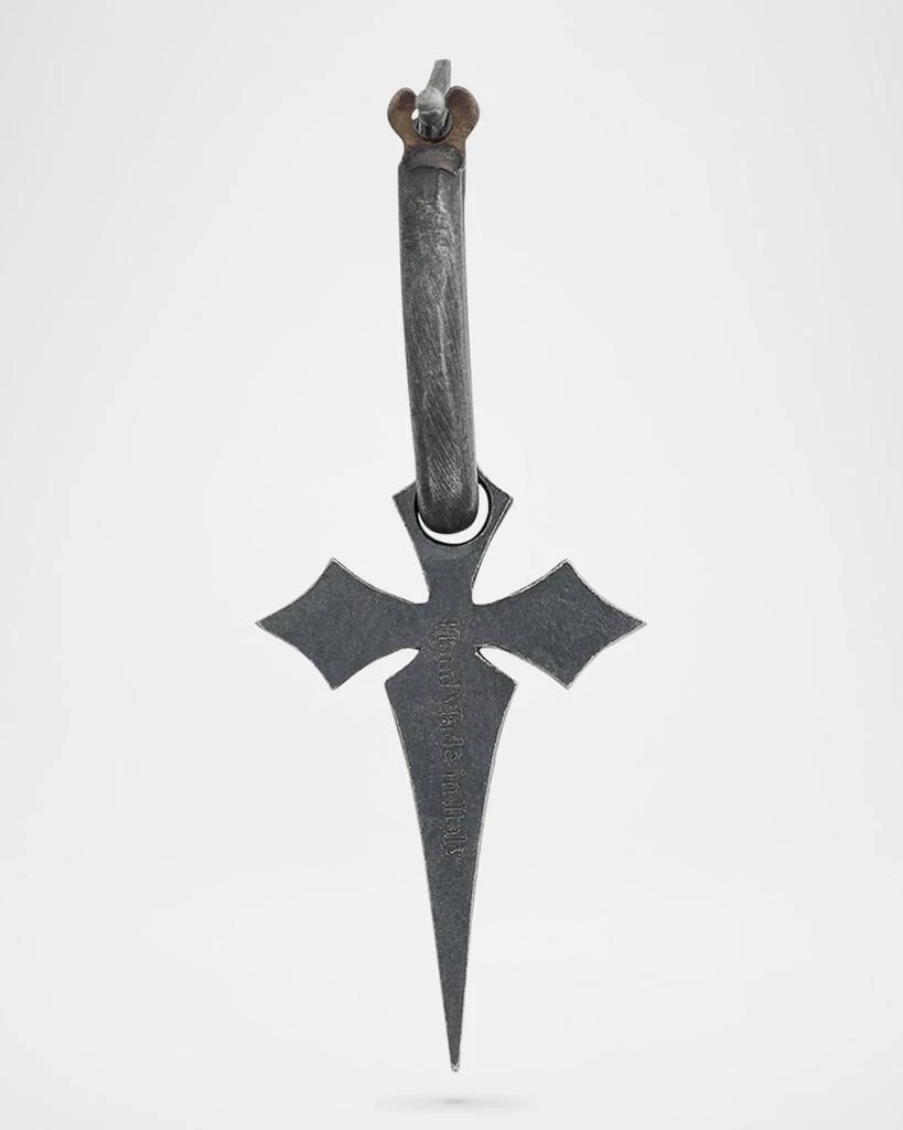 Marco Dal Maso The Cross Gothic Style Mono Black Enamel Oxidized Sterling Silver Earring, Single 3