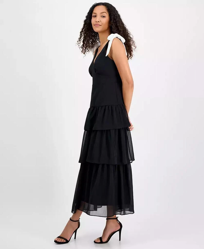 julia jordan Women's V-Neck Tiered-Ruffle-Trim Chiffon Dress 2