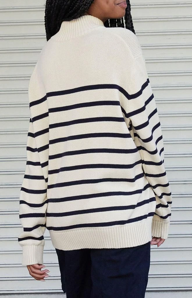 John Galt White & Navy Striped Quarter Zip Sweater 3